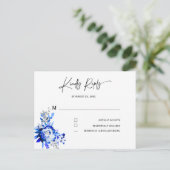 Royal Blue und Silver Wedding RSVP Postkarte (Stehend Vorderseite)