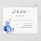 Royal Blue und Silver Wedding RSVP Postkarte (Vorderseite)