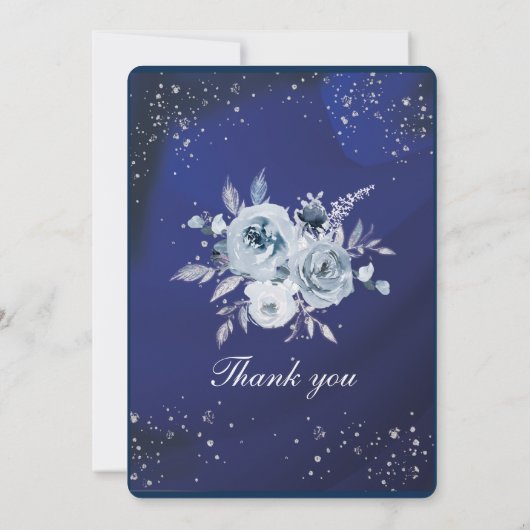 Royal Blue und Silver White Geometric Wedding Einladung (Rückseite)