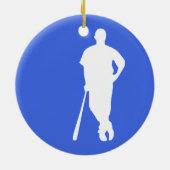 Royal Blue und White Baseball Keramikornament (Hinten)