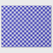 Royal Blue und White Checkered Muster mit Herz Geschenkpapier (Flach)