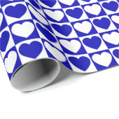 Royal Blue und White Checkered Muster mit Herz Geschenkpapier (Rolleneckpunkt)