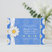 Royal Blue und White Daisy Floral Save the Date Einladung (Stehend Vorderseite)