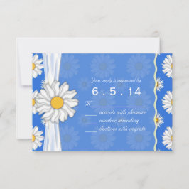 Royal Blue und White Daisy Floral UAWG RSVP Karte