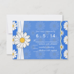 Royal Blue und White Daisy Floral UAWG RSVP Karte