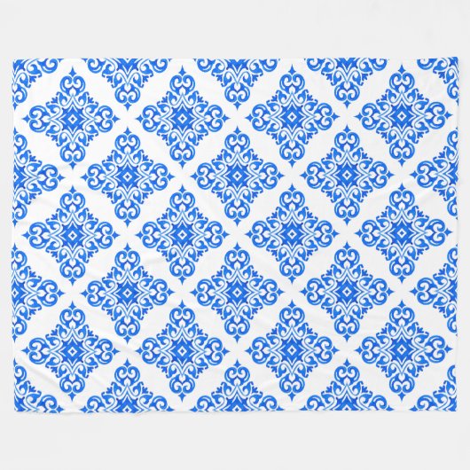 Royal Blue und White Delft wie Muster Fleecedecke (Vorderseite (Horizontal))