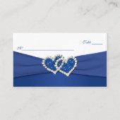 Royal Blue und White Joined Hearts Placecards Platzkarte (Rückseite)