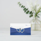 Royal Blue und White Joined Hearts Placecards Platzkarte (Stehend Vorderseite)