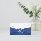 Royal Blue und White Joined Hearts Placecards Platzkarte (Stehend Vorderseite)