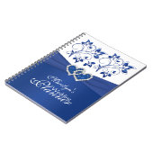 Royal Blue und White Josed Hearts Floral Notebook Notizblock (Linke Seite)