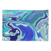 Royal Blue und White Marmor Waves Fluid Art Kissenbezug (Rückseite-Links)