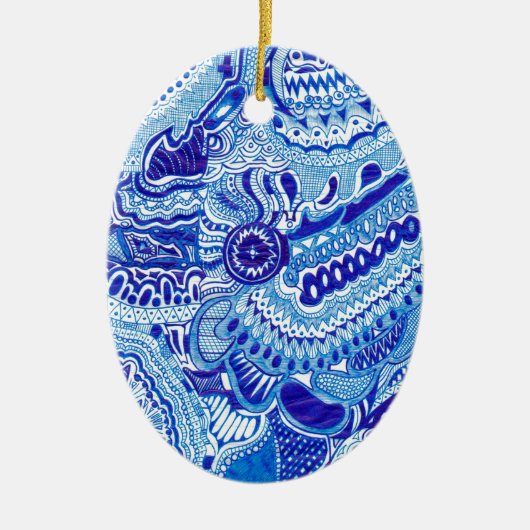 Royal Blue und White Ming Art Keramikornament (Vorne)