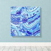 Royal Blue und White Ming im orientalischen Stil Leinwanddruck (Insitu (Holzboden))