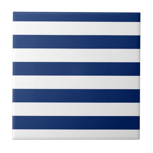 Royal Blue und White Stripes Fliese (Vorderseite)