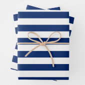 Royal Blue und White Stripes Geschenkpapier Set (Beispiel)