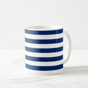 Royal Blue und White Stripes Kaffeetasse