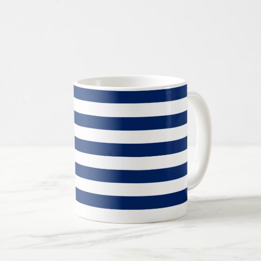 Royal Blue und White Stripes Kaffeetasse (VorderseiteRechts)