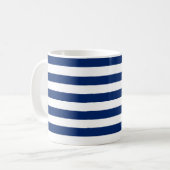 Royal Blue und White Stripes Kaffeetasse (Vorderseite Links)
