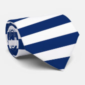 Royal Blue und White Stripes Krawatte (Gerollt)