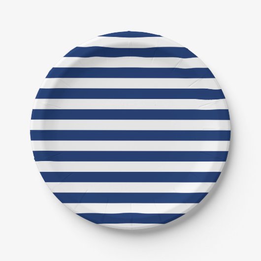 Royal Blue und White Stripes Pappteller (Vorderseite)
