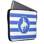 Royal Blue und White Stripes; Rodeo Cowboy Laptopschutzhülle (Vorne Rechts)