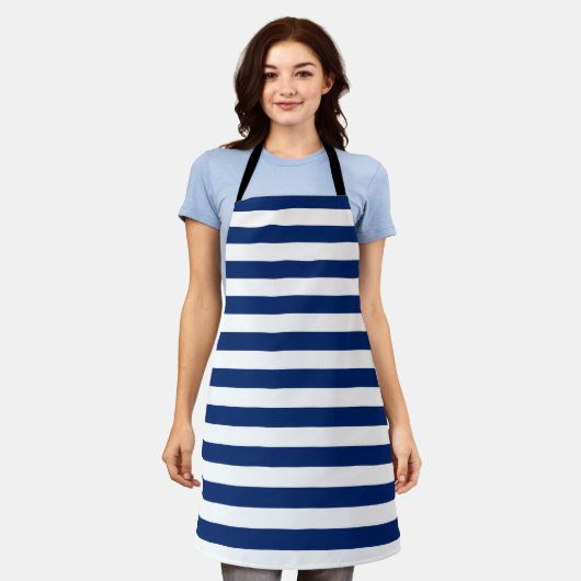Royal Blue und White Stripes Schürze (Getragen)