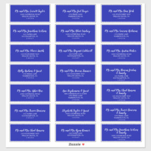 Royal Blue und White Wedding Guest Address Labels