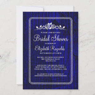 Royal Blue Vintag Barn Wood Brautparty Einladung