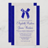 Royal Blue Vintag Bow & Linen Wedding Einladungen (Vorne/Hinten)