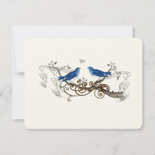 Royal Blue Vintag Lovebirds Wedding RSVP