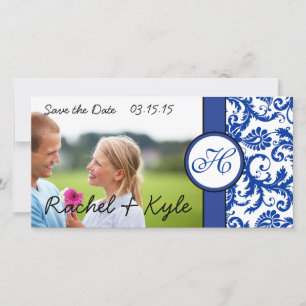 Royal Blue Vintag Modern Damask Save the Date