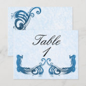 Royal Blue Vintag Peacock Tischnummer (Vorne/Hinten)
