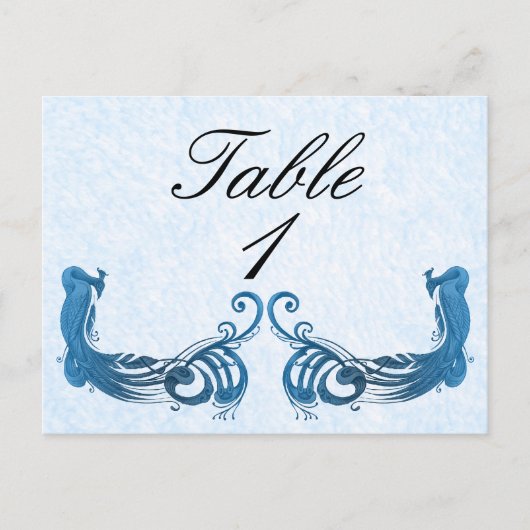 Royal Blue Vintag Peacock Tischnummer (Vorderseite)