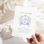 Royal Blue Vintag Wappen Save the Date Einladung