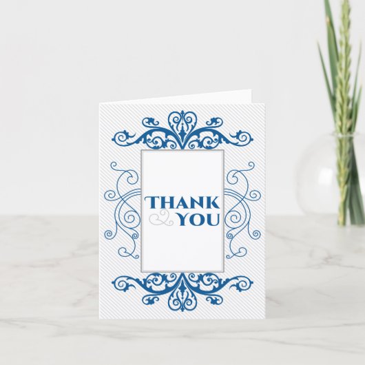 Royal Blue Vintag Wirbel Hochzeit Danke (Vorderseite)