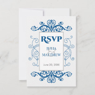 Royal Blue Vintage Wirbel RSVP Karte