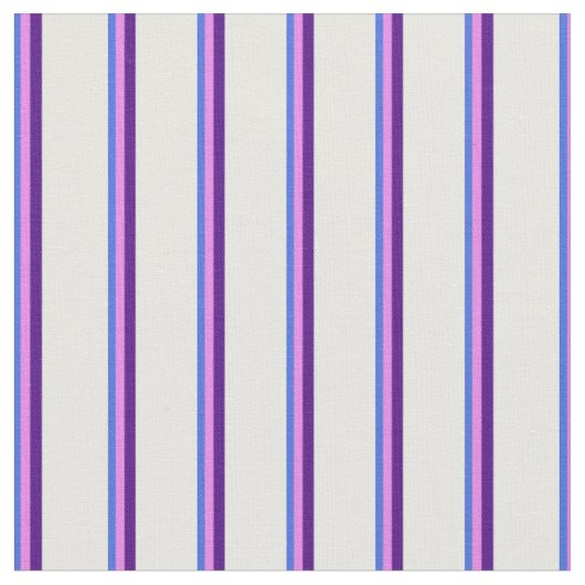 Royal Blue, Violet, Indigo & White Streifen Stoff (Nahaufnahme)