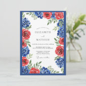Royal Blue Vivid Botanical Wedding Einladung (Stehend Vorderseite)