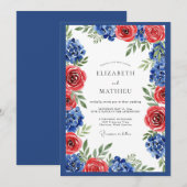 Royal Blue Vivid Botanical Wedding Einladung (Vorne/Hinten)