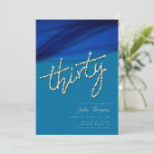 Royal Blue Voile Rhinestones Elegant Einladung (Stehend Vorderseite)