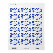 Royal Blue Watercolor Blätter Labels Adressaufkleber (Vorne)