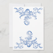 Royal Blue Watercolor Blüh Engagement Party Einladung (Rückseite)