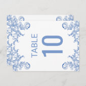 Royal Blue Watercolor Geblüht Tischnummer Card (Vorne/Hinten)