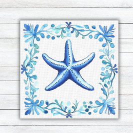 Royal Blue Watercolor Starfish Canvas Print Leinwanddruck