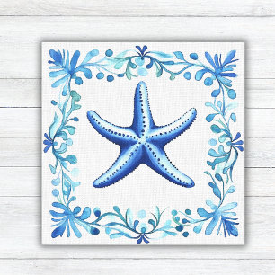 Royal Blue Watercolor Starfish Canvas Print Leinwanddruck