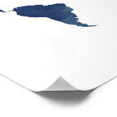 Royal Blue Watercolor Weltkarte Poster (Ecke)