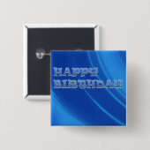 Royal Blue Waves Happy Birthday Button (Vorne & Hinten)