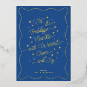 Royal Blue Wavy Border Sparkone Modern Holiday Car Folieneinladung (Vorderseite)