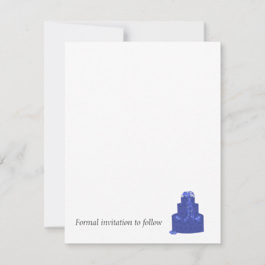 Royal Blue Wedding Cake Save the Date (Rückseite)