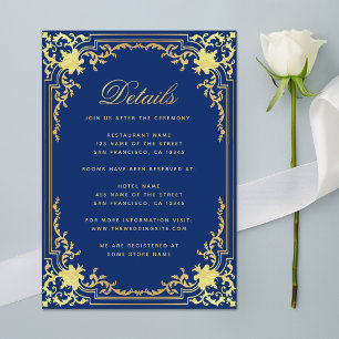 Royal Blue Wedding Details Elegantes Imitat Begleitkarte
